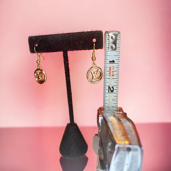 Upcycled LV Charm Dangle Earrings - Picture 7 of 7